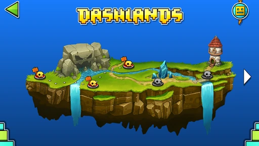 Captura de Geometry Dash World: salto entre plataformas y trampas